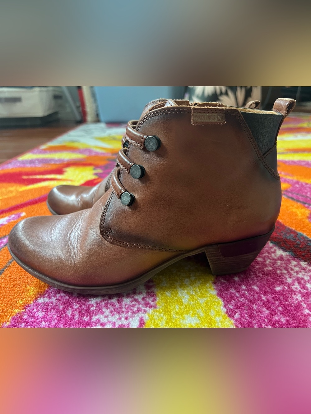 PIKOLINOS Brown Leather Zip-Up Ankle Booties size 37